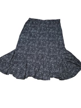 Vintage 90's Black and White Geometric Square Patterned Flounced Hem Skirt Small